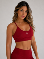 Strappy Performance Sports Bra – Red | Women’s Supportive Gym Bra | Galvis Sports