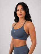 Strappy Performance Sports Bra – Navy Blue | Women’s Supportive Gym Bra | Galvis Sports