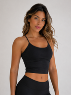 Essential Support Sports Bra – Black | Women’s Medium Support Gym Bra | Galvis Sports