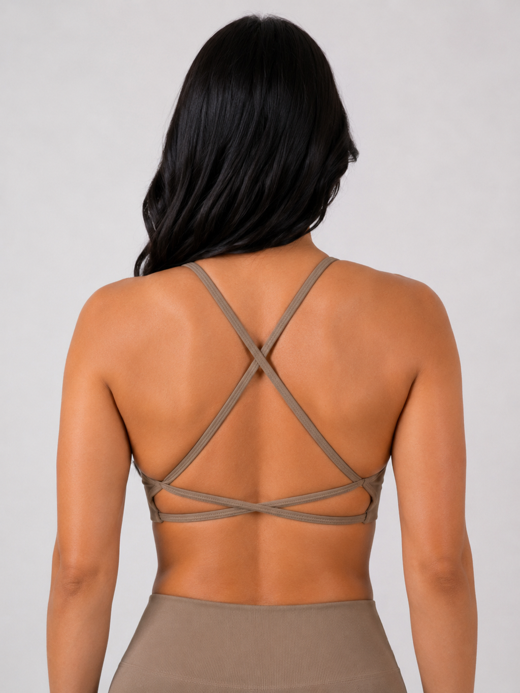 Strappy Performance Sports Bra – Taupe | Women’s Supportive Gym Bra | Galvis Sports