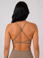 Strappy Performance Sports Bra – Taupe | Women’s Supportive Gym Bra | Galvis Sports