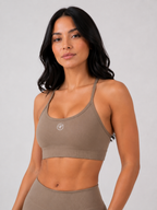 Strappy Performance Sports Bra – Taupe | Women’s Supportive Gym Bra | Galvis Sports