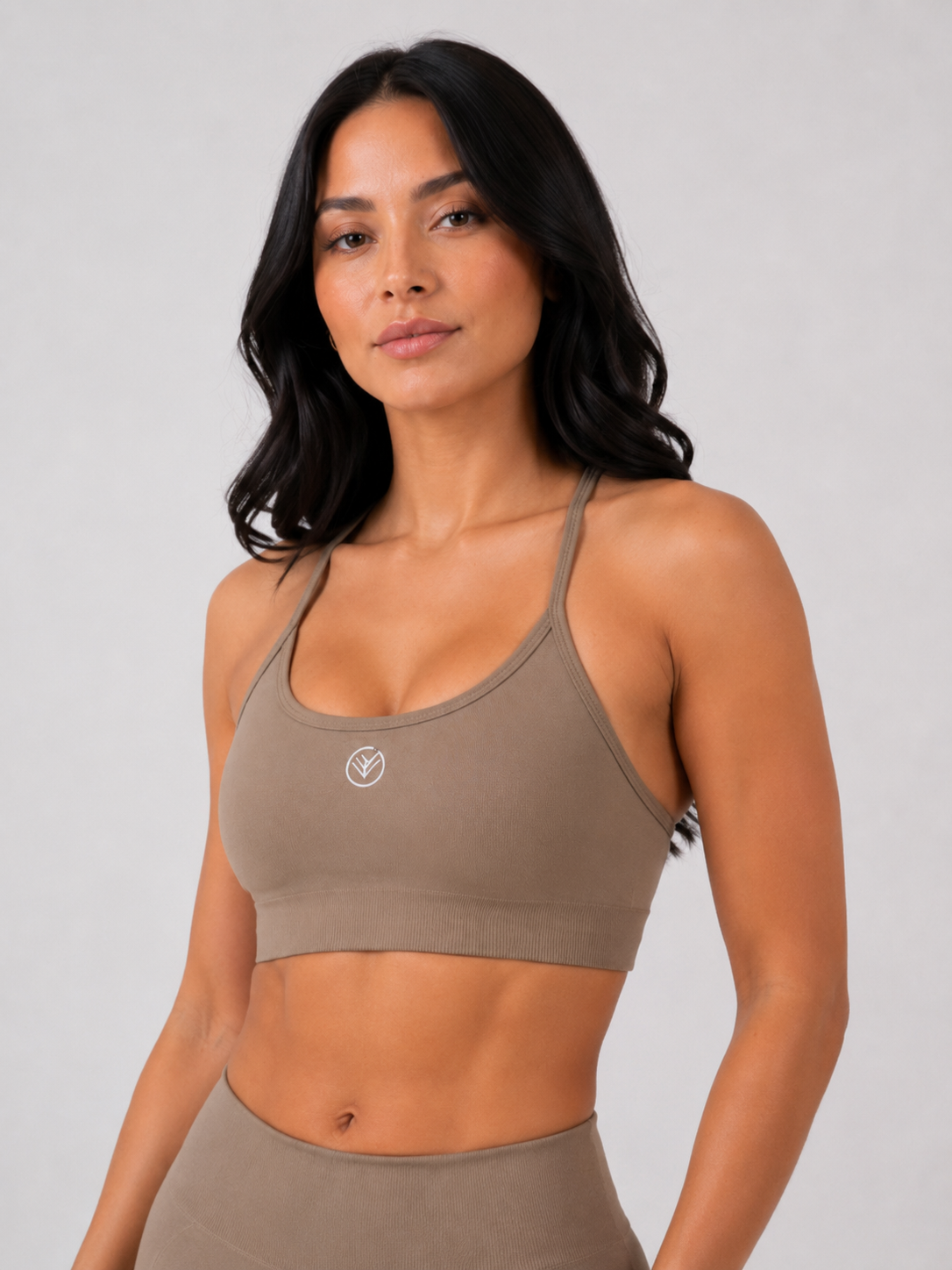 Strappy Performance Sports Bra – Taupe | Women’s Supportive Gym Bra | Galvis Sports