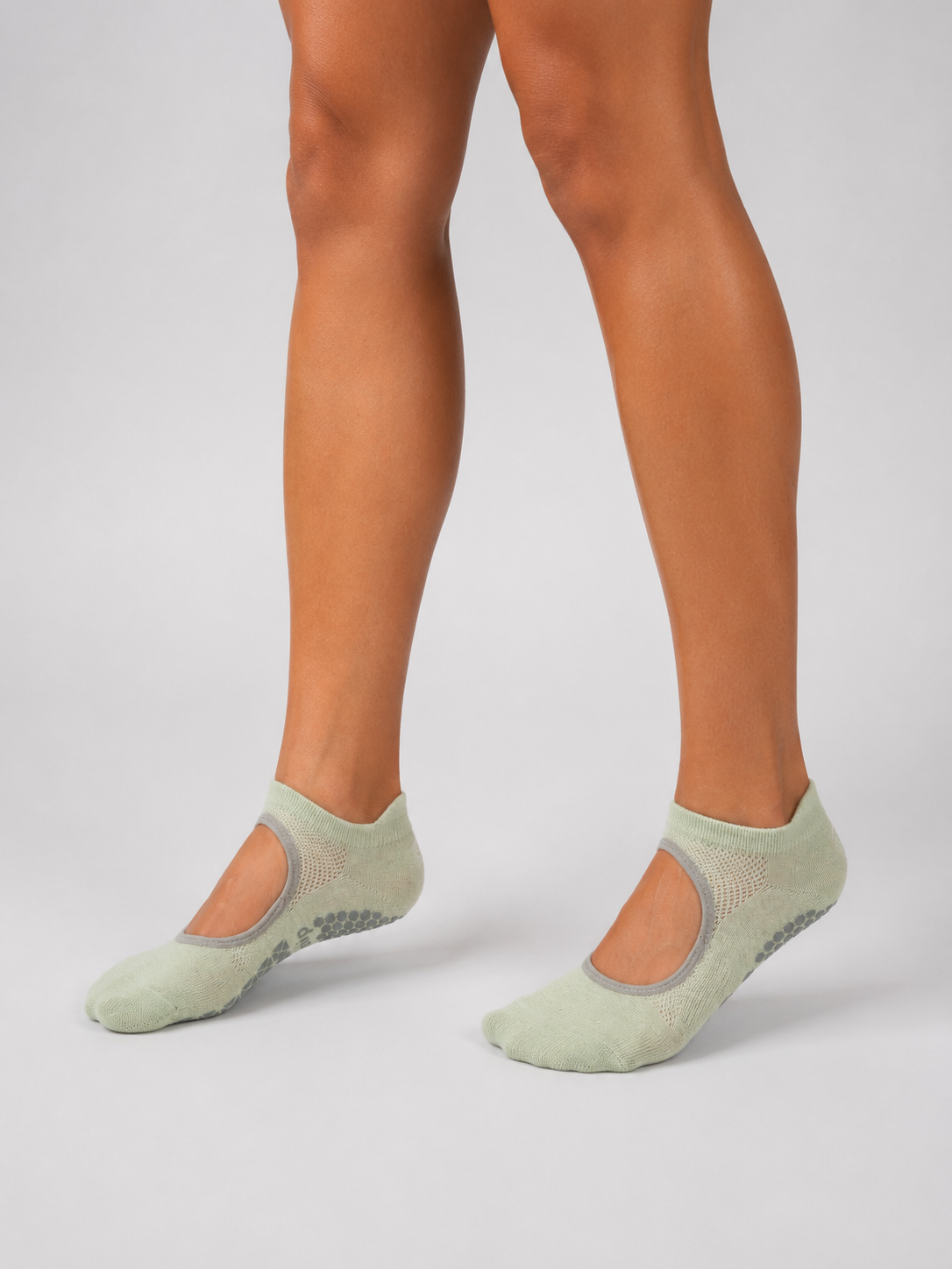Open Cut Grip Socks – Sage Green | Non-Slip Pilates & Yoga Socks | Galvis Sports