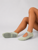 Open Cut Grip Socks – Sage Green | Non-Slip Pilates & Yoga Socks | Galvis Sports