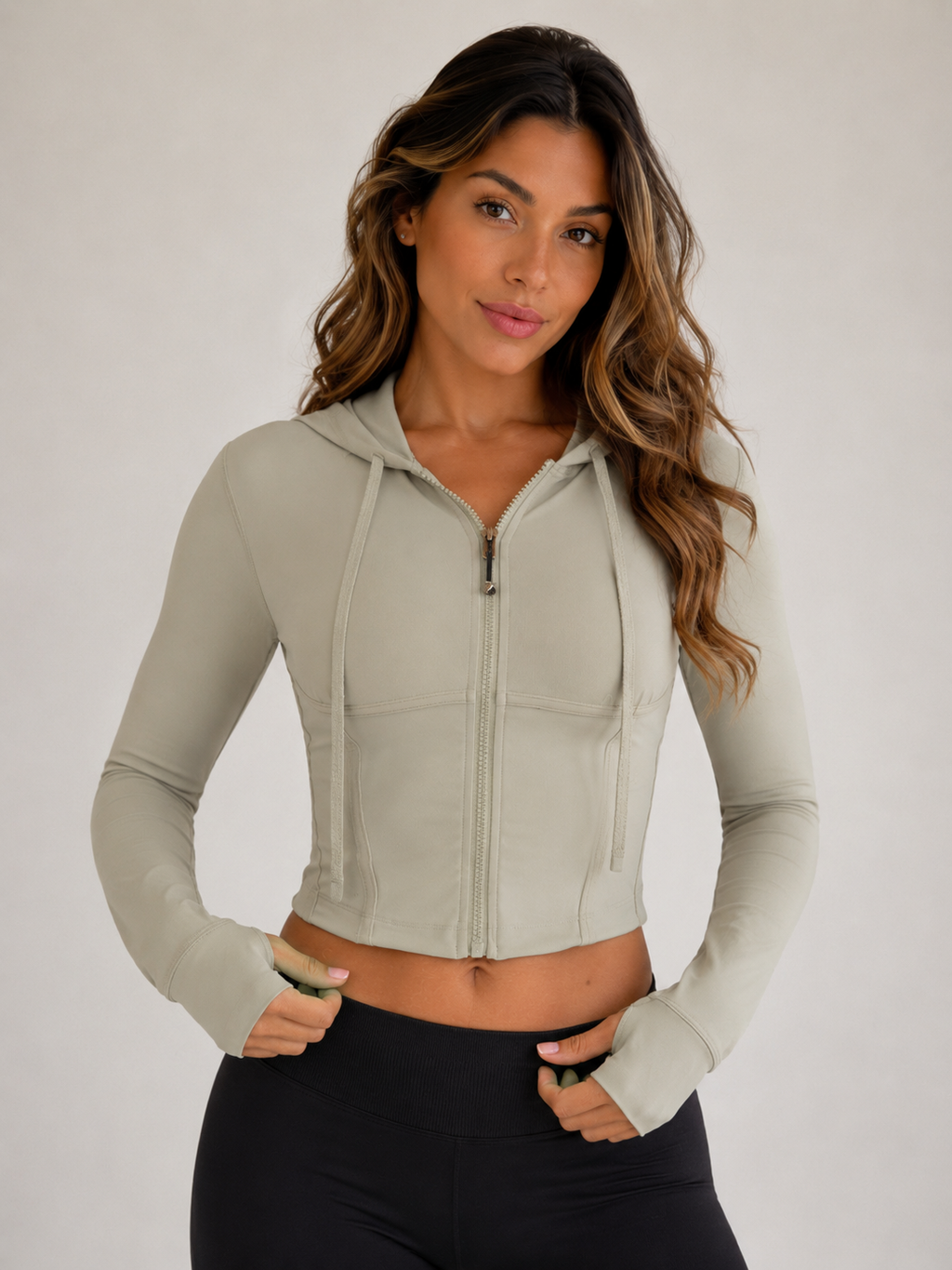 Cropped Zip Jacket – Sage Green | Women’s Athletic Layer | Galvis Sports
