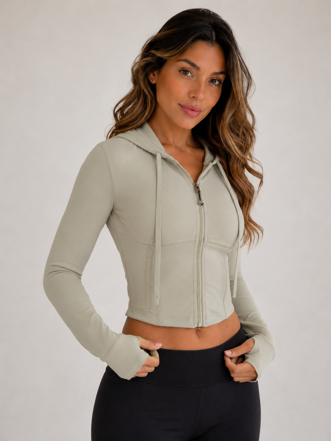 Cropped Zip Jacket – Sage Green | Women’s Athletic Layer | Galvis Sports
