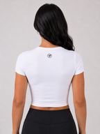 Performance Crop Top – White | Women’s Athletic Gym Top | Galvis Sports