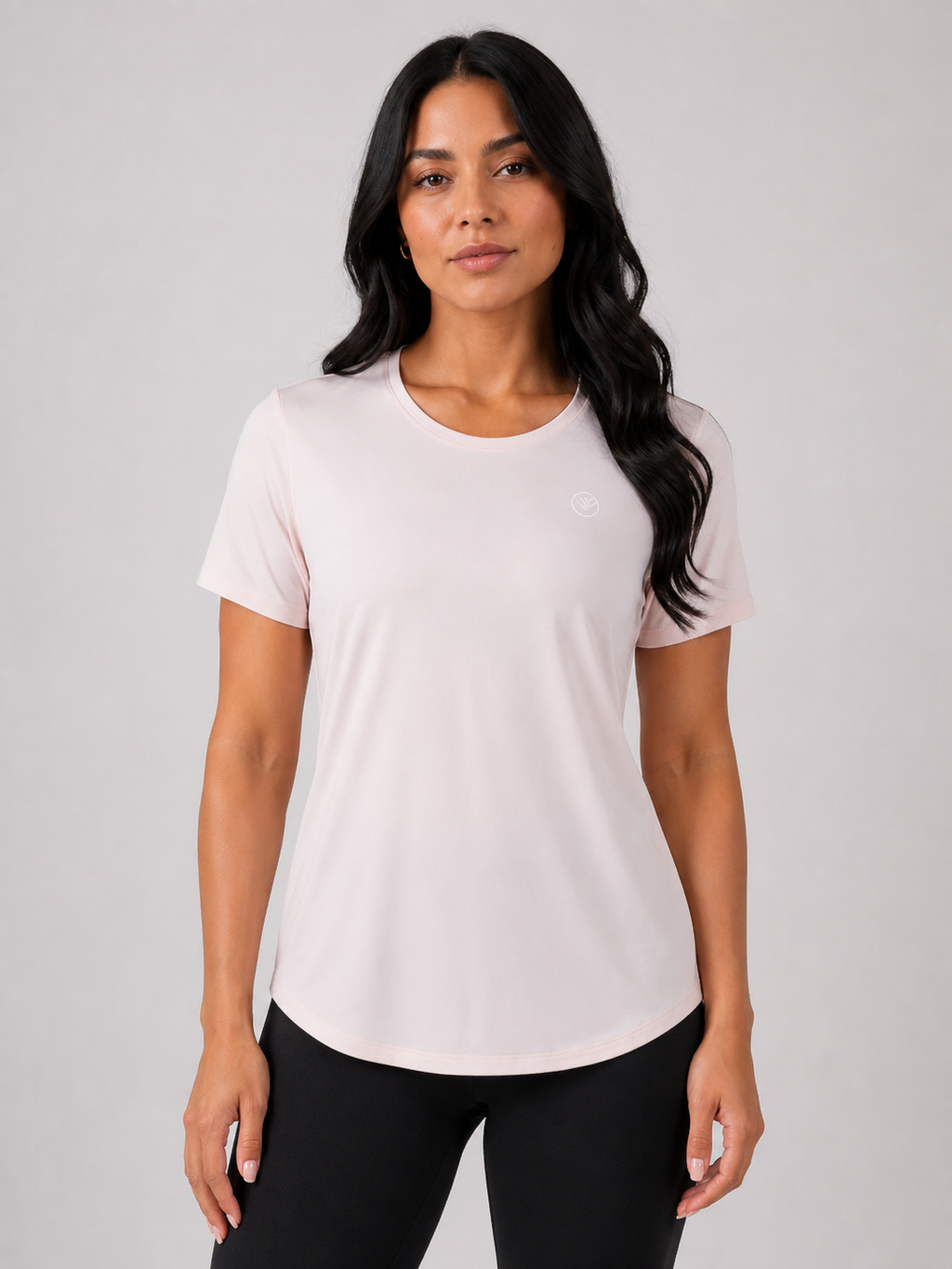 Flow Back Training Tee – Blush Pink | Women’s Performance Gym T-Shirt | Galvis Sports