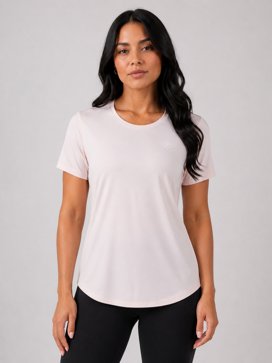 Flow Back Training Tee – Blush Pink | Women’s Performance Gym T-Shirt | Galvis Sports