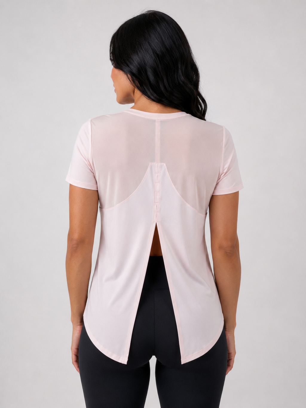 Flow Back Training Tee – Blush Pink | Women’s Performance Gym T-Shirt | Galvis Sports