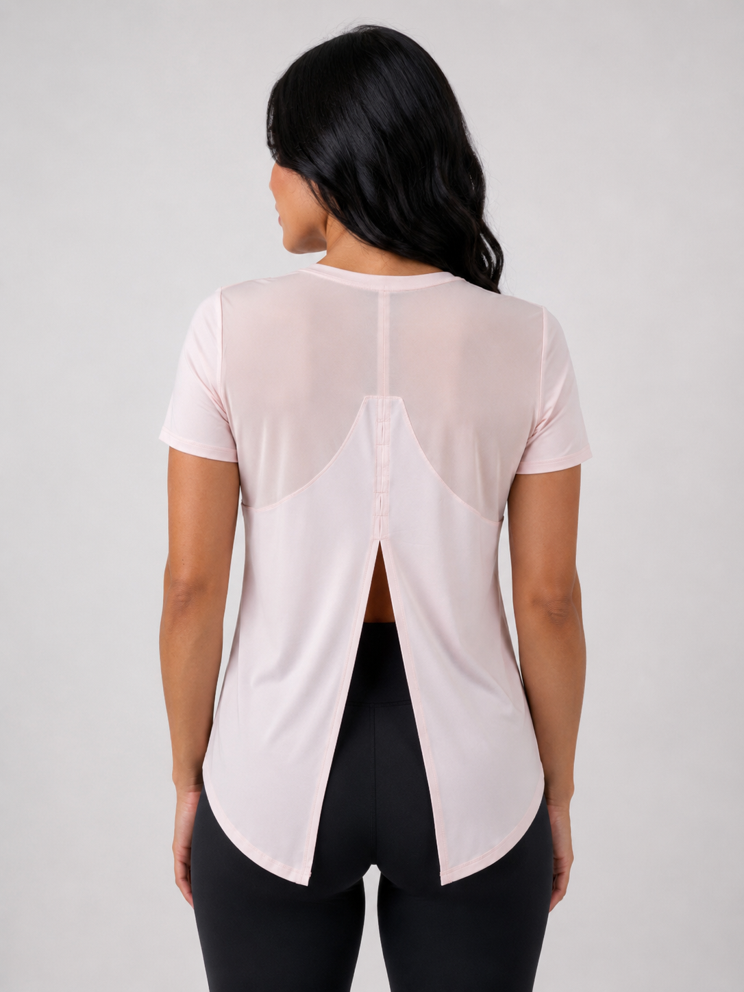 Flow Back Training Tee – Blush Pink | Women’s Performance Gym T-Shirt | Galvis Sports