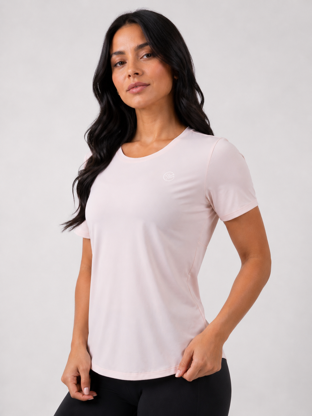Flow Back Training Tee – Blush Pink | Women’s Performance Gym T-Shirt | Galvis Sports
