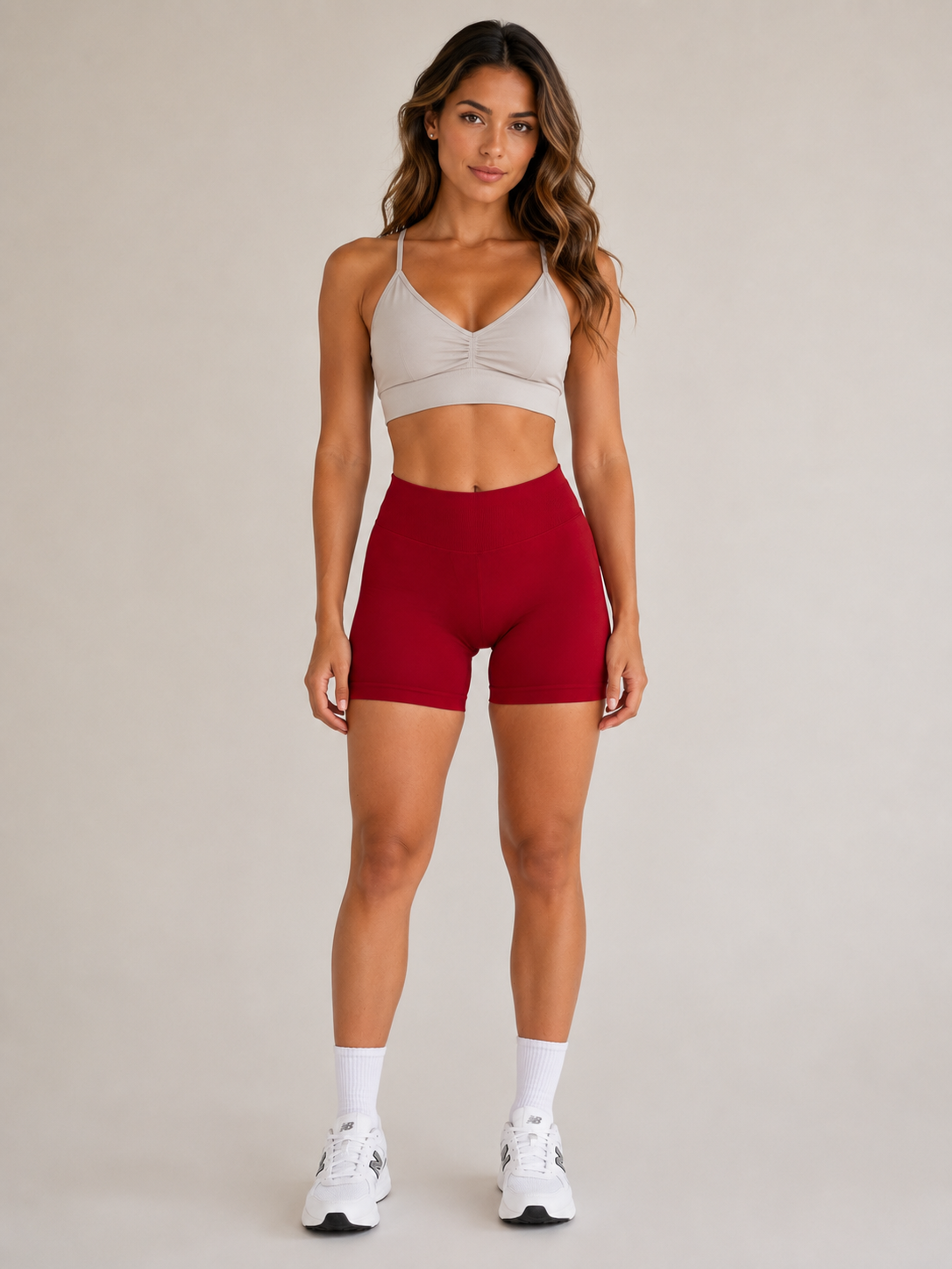 Scrunch Performance Shorts – Deep Red | Sculpting High-Waist Fit | Galvis Sports