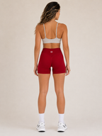 Scrunch Performance Shorts – Deep Red | Sculpting High-Waist Fit | Galvis Sports