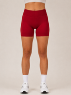 Scrunch Performance Shorts – Deep Red | Sculpting High-Waist Fit | Galvis Sports
