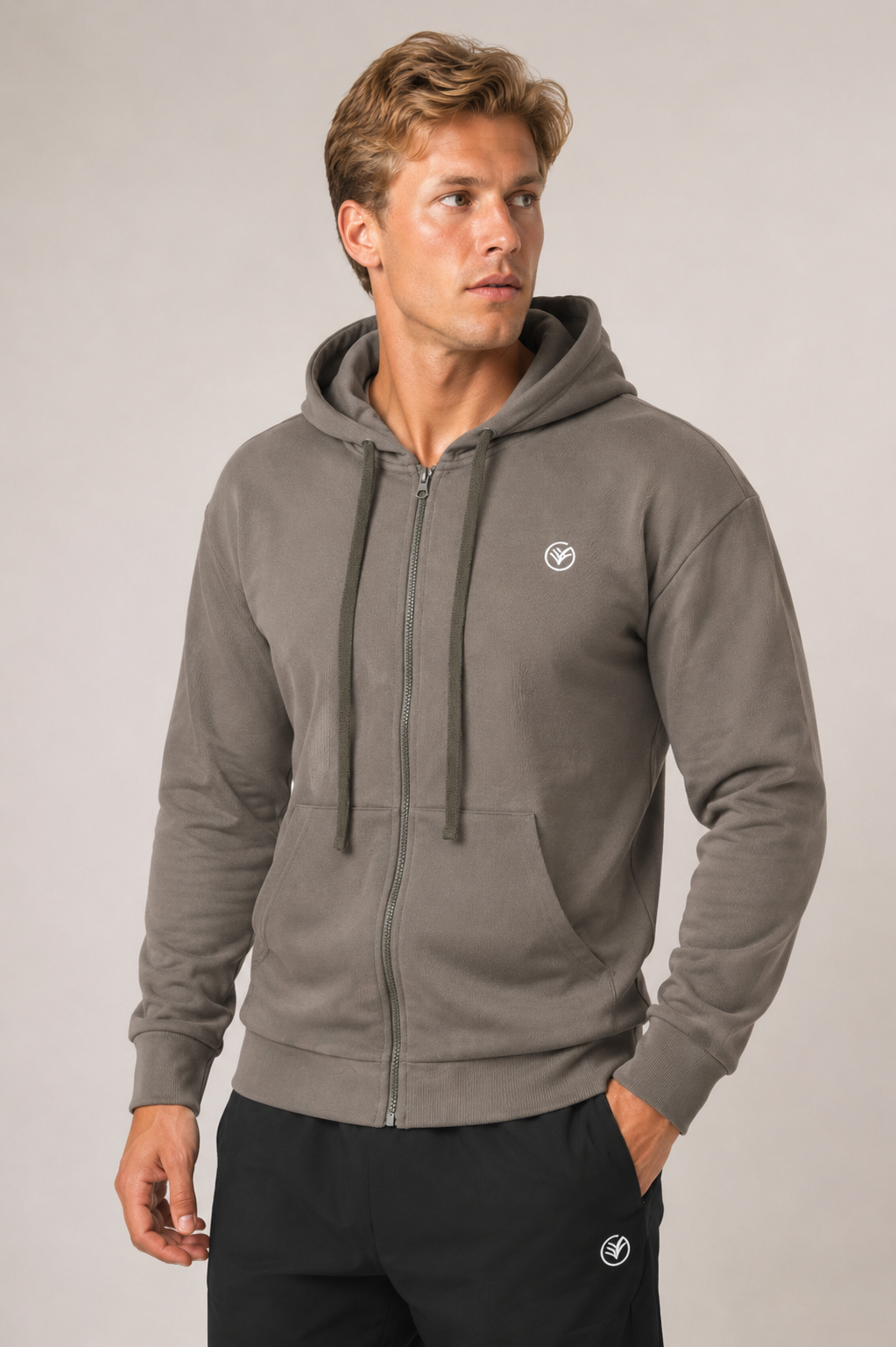 Taupe Zip Hoodie | Premium Athletic Zip-Up Hoodie | Galvis Sports