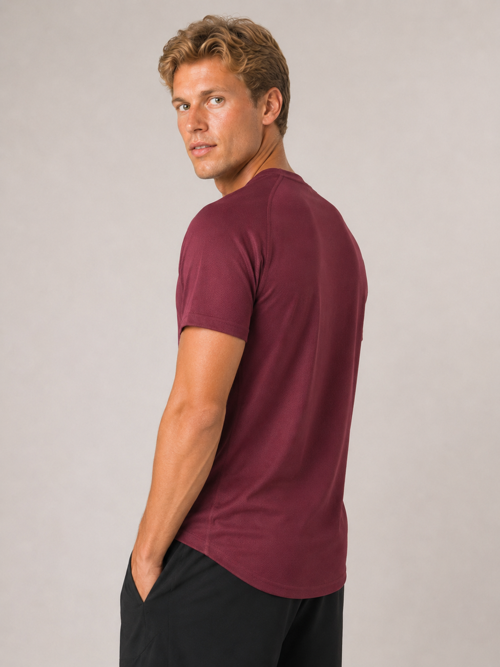 Men’s Dark Wine Red Performance T-Shirt | Premium Gym Training Top | Galvis Sports