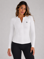 Signature White Zip Jacket – Broken White | Premium Athletic Layer | Galvis Sports