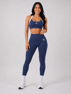 Sujetador cruzado sin costuras y leggings de cintura alta – Beige | Conjunto de gimnasio moldeador | Galvis Sports