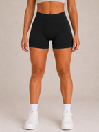 Scrunch Performance Shorts – Black | Sculpting High-Waist Fit | Galvis Sports