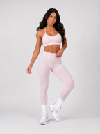 Seamless Leggings & T-Back Sports Bra Set – Pink | Sculpting Gym Set | Galvis Sports