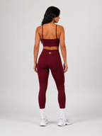 Seamless Scrunch Bra & High-Waisted Leggings – Bordeaux Red | Sculpting Gym Set | Galvis Sports