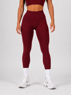 Seamless Scrunch Bra & High-Waisted Leggings – Bordeaux Red | Sculpting Gym Set | Galvis Sports