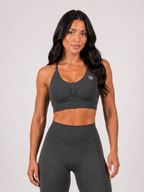 Seamless Scrunch Bra & High-Waisted Leggings – Black | Sculpting Gym Set | Galvis Sports