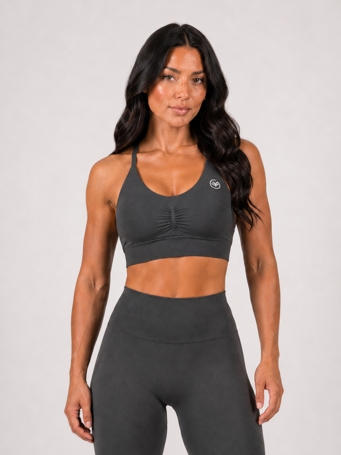 Seamless Scrunch Bra & High-Waisted Leggings – Black | Sculpting Gym Set | Galvis Sports