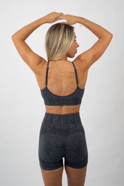 Seamless Ribbed Bra & Training Shorts Set