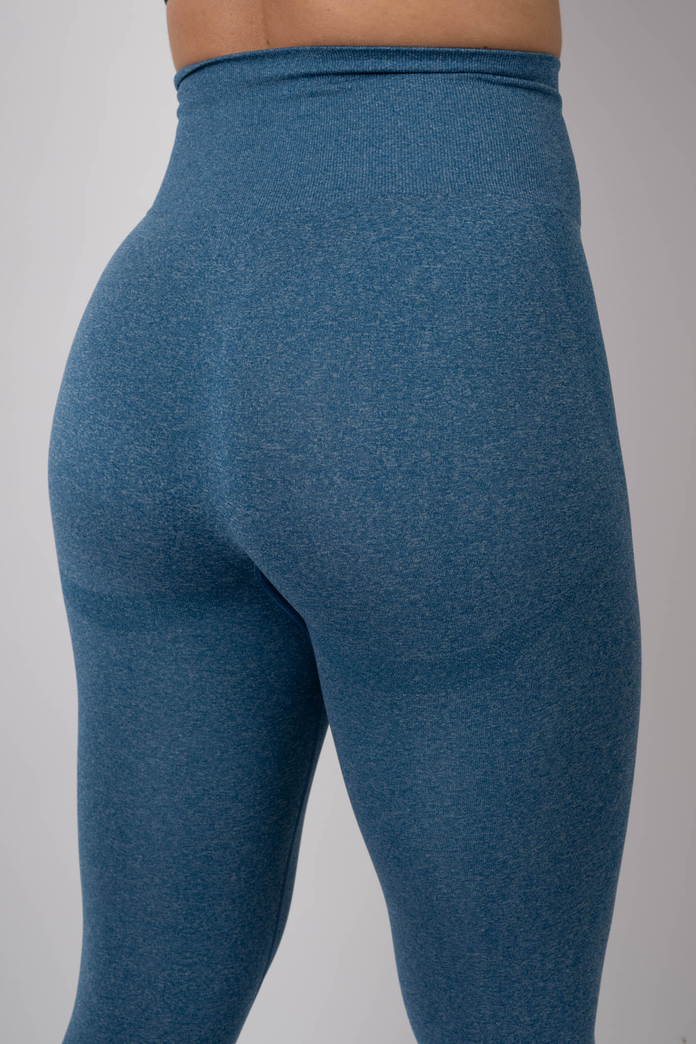 seamless high-waist leggings (blue melange)
